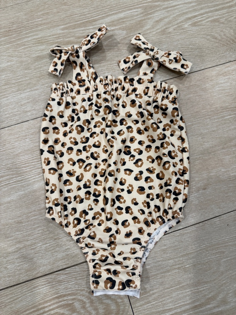 Mudpie Leopard Print Tie-Strap Baby swim suite